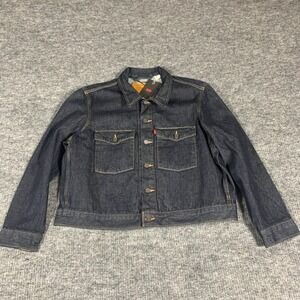 Levis Jacket Mens Large L Blue Dark Wash Jean Denim Trucker Biker Western NWT